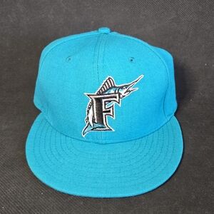 Florida Marlins VTG Hat Cap Diamond Collection New Era 5950 Wool 7 1/2 Teal